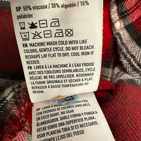American Eagle Large womens AE Ahh-Mazingly Soft Flannel Shirt Red Gray - Picture 8 of 9
